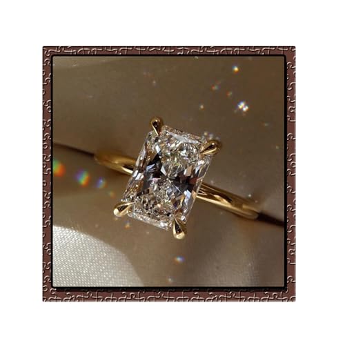 1ct/2ct/3ct Engagement Rings 925 Sterling Silver 14K Gold Plated Moissanite/Cubic Zirconia CZ Wedding Promise Rings for Her Wedding Bands for Women Size 5-9