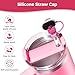 6PCS Pink Black Girl Straw Covers for Stanley Cup，Cute Silicone Straw Topper for 10mm Drinking Straw Tip Covers Stanley Cup Accessories