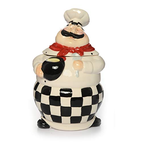 Master Chef Salt & Pepper Shaker Spice Design 4" Cottage Decorative French Ceramic Display Centerpiece Figurine for Country Cottage Decor Spice Racks & Gourmet Kitchen Decorations As Collectible (1)