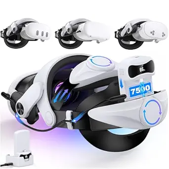 Head Strap for Quest 3/3S & Quest 2 with 15000 mAh Battery, Comfor VR Accessory with 2 Adjustable Knobs to Adjust for Head Fit, Elite Strap with Battery & Charging Station for Extended 7H of Playtime