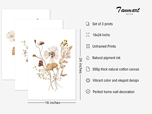 Watercolor Botanical Wall Art Vintage Floral Art Prints Wildflowers Art Modern Boho Canvas Wall Art Painting Farmhouse Wall Picture Decor For Living Room Bedroom Decor 16X24X3 Inch Set Of 3 Unframed #TOP1
