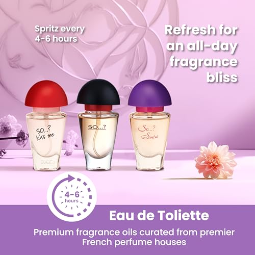 So…? Three for Me Womens Eau de Toilette Perfume Gift Set, Travel Size Perfume for Women (3x15ml) - Image 4