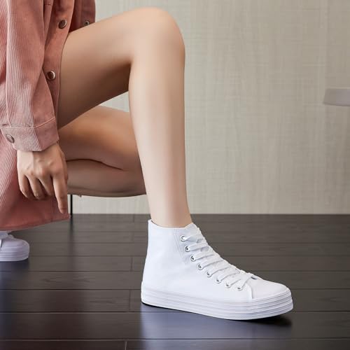 HYPOCRUTE Womens High Top Sneakers Classic Canvas Shoes for Women Lace Up Canvas Sneakers Casual Tennis Shoes for Walking4