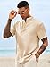 Runcati Mens Casual Henley Shirt Short Sleeve Band Collar Textured Shirts Summer Beach Hippie T-Shirts Apricot