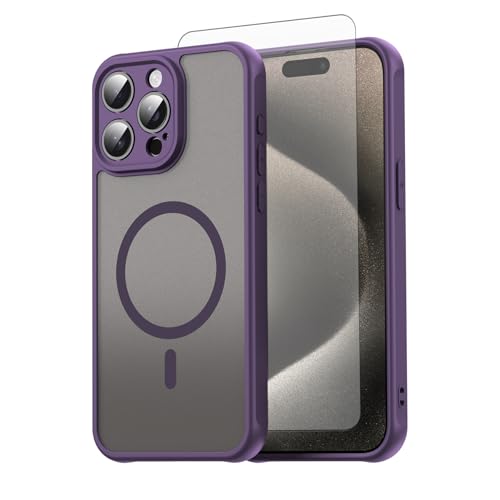 Coque iPhone 15 Pro Max MagSafe anti-traces et anti-chute violette