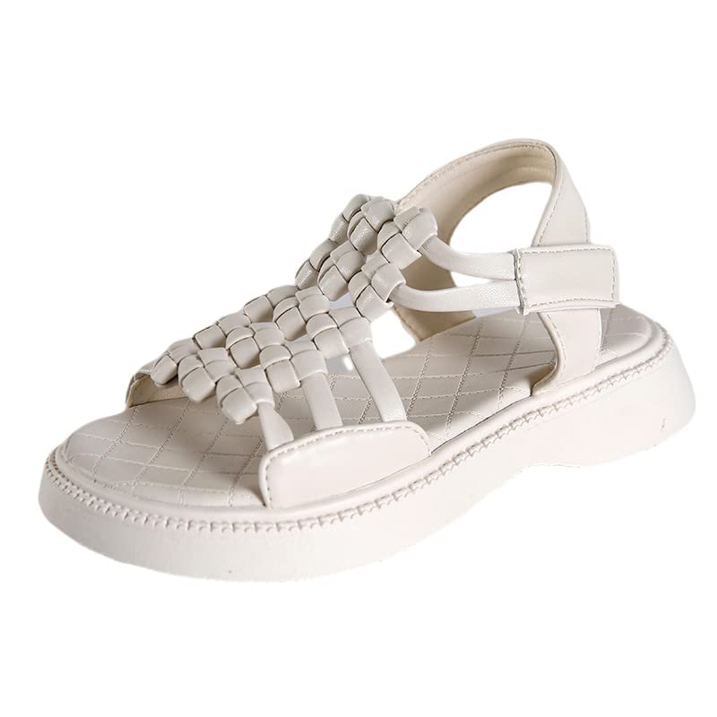 MATERUIEYES Girl Sandals Woven Pastoral Style Open Toe Little Girl Female Beach Sandals