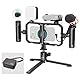 SMALLRIG All-in-One Universal Quick Release Phone Rig Kit Pro, Smartphone Video Rig mit LED-Licht Mikrofon QR-Stativ Doppelgriffen Powerbank-Halterung für iPhone 16 15 14 für Samsung für Pixel – 4704