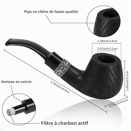 Pipe à tabac en chêne Vomdeson ensemble complet pour fumer - 4