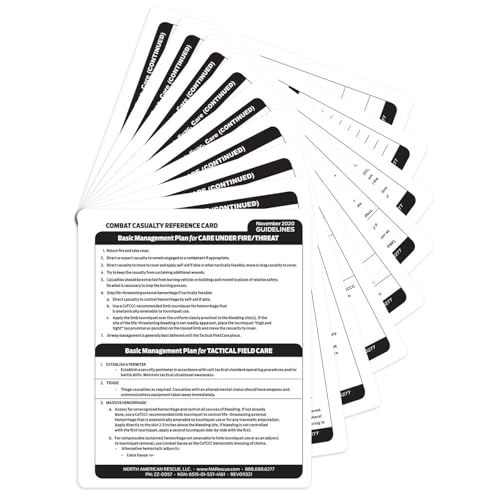 North American Rescue Combat Casualty Reference Card (TCCC) NAR Cards for Medic, Care Under Fire, Tactical Field Care, TACEVAC (ZZ-0057)
