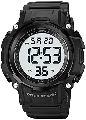 kieyeeno Reloj de pulsera para hombre, militar, impermeable, de exterior, 50 m, con alarma y temporizador, cronómetro, 12/24H, retroiluminación, Pantalla blanca kieyeeno Reloj de pulsera para hombre, militar, impermeable, de exterior, 50 m, con alarma y temporizador, cronómetro, 12/24H, retroiluminación, Pantalla blanca