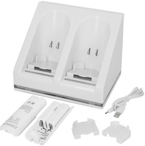 OSTENT Charger Dock Station + 2 Battery Packs for Nintendo Wii Remote Controller Color Black