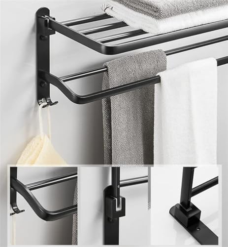 Étagère serviette double en métal inoxydable avec support supérieur rabattable