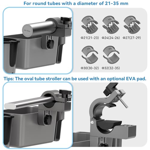 KDD Getränkehalter Kinderwagen mit Snack Tablett, 3-in-1 Universal Becherhalter Kinderwagen mit Handyhalterung, Abnehmbarer Flaschenhalter, 360°Drehung für ABC Design Cybex Rollstuhl Fahrrad Rollator