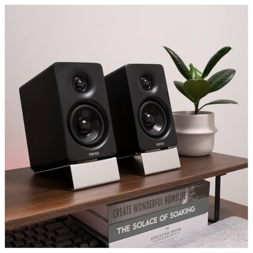 Image of Edifier M60 Compact Desktop Speakers 2.0, for PC /Laptop /Computer, Bluetooth v5.3, USB C & 3.5 mm AUX, Hi-Res Audio Wireless Certified, 66W RMS, for Music and Gaming, Pair with Stands, Black
