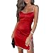 NP Diamond Mini Vestito Nero Strap Backless Split Red Women Club, Rosso, L