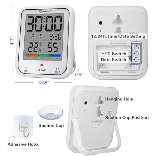 Geevon GN-230755W-US Digital Bathroom Clock, Waterproof Shower Timer thumb #5