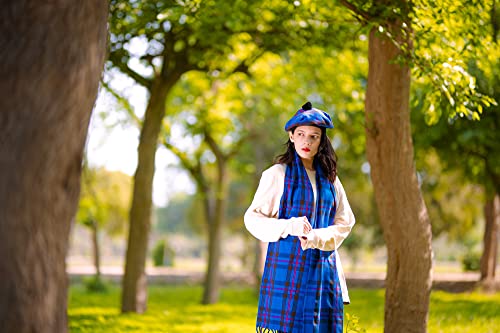 Image of Scottish Tam O' Shanter Hat Tartan Bonnet Pom Pom Wool Flat Cap One Size
