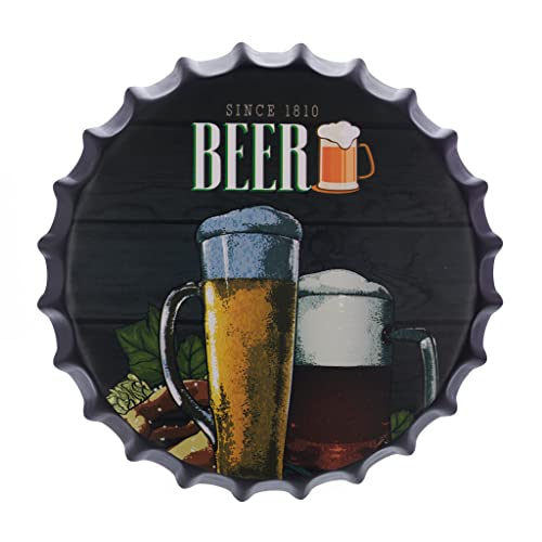 Image of EAZYWAGON Decorative Metal Bottle Caps Wall Sign Plates - 14X14 Inches - Since-1810-Beer | Metal Wall Hanging Bottle Cap for Home, Farmhouse, Bar & Cafe Decoration | Vintage & Retro Look Plaques