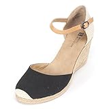 WHITE MOUNTAIN Women's Mamba Espadrille Wedge Sandal, Black/Fabric, 7.5 M