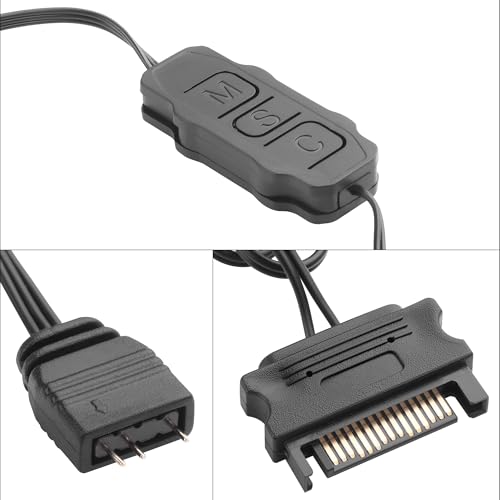 YAODHAOD Mini ARGB Controller 3‑Pin RGB 5V Controller, Built-in Light Mode,SATA Power Supply RGB Controller for PC Fan, Light Strip,Water/Air Cooled Radiator (Black)