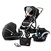 Kinderkraft Carrito Bebé 3 en 1 PRIME, Silla de Paseo, Silla Coche, Trio, Negro