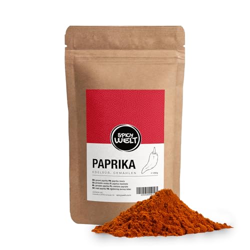 Spicy Welt Pimentón Dulce Molido (250g) – Polvo de Pimentón Dulce para Carnes, Guisos, Salsas, Pollo y Verduras | Sabor Natural y Suave | 100% Natural, Sin Aditivos