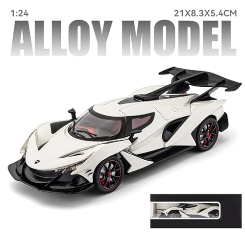 Image of FEXXA 🏎️ Exclusive Alloy Metal Pull Back Die-cast Car Model with Sound Light Mini Auto Toy for Kids Metal Model Toy Car with Sound and Light (1.24 Scale APO-LLO IE -White)