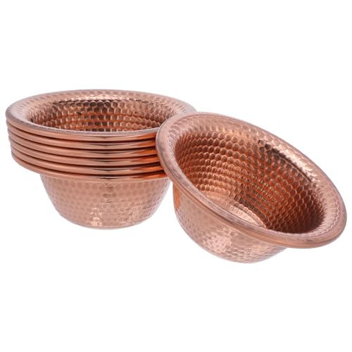 Cabilock 7 Cuencos para Servir Curry de Aleación Metálica Martillada Tazones Versátiles para Arroz y Fideos Aptos para Cocina Restaurante y Hogar Diseño Tradicional Juego de 7 Piezas