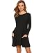 ROMWE Women's Loose T-Shirt Long Sleeves Casual Pockets Plain Dress Grey S