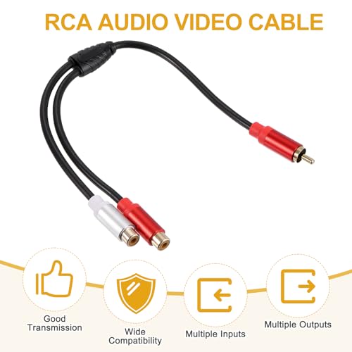 Adaptador divisor en Y de audio con conectores RCA macho a hembra sin pérdida de señal 3