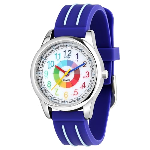 OSDUE Reloj de Aprendizaje para Niños, 3ATM/30M Impermeable Fácil de Leer Relojes de Pulsera con Correa Suave, Reloj de Pulsera Analógico para Niños Niñas Regalo de Cumpleaños Partir para 5 Años Azul OSDUE Reloj de Aprendizaje para Niños, 3ATM/30M Impermeable Fácil de Leer Relojes de Pulsera con Correa Suave, Reloj de Pulsera Analógico para Niños Niñas Regalo de Cumpleaños Partir para 5 Años Azul