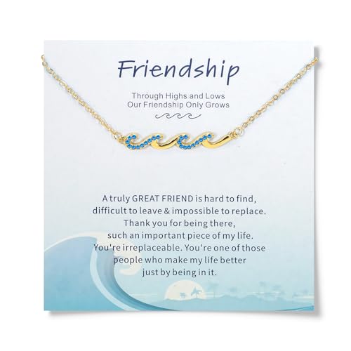 Dkodfi Necklaces for Best Friends Bestie BFF Friendship Necklace Wave Necklace Friendship Gifts for Best Friend Soulmate Beach Themed Jewelry for Women Bestie Necklaces Friend Birthday Gifts