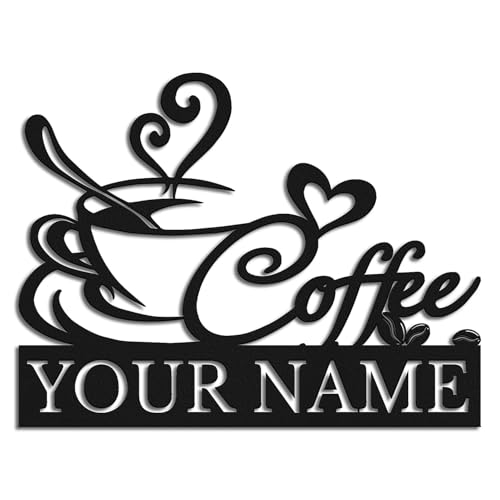 Personalized Coffee Bar Sign - Custom Name Kitchen Wall Decor