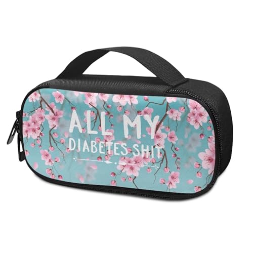 Tuoxiukan Insulated Diabetic Bag Plum Blossom Medical Cooler Bag for Diabetes Easy to Carry Small Insulin Cooler Travel Case for Insulin Pen and Medication Diabetic, All My Diabetes Shit Print