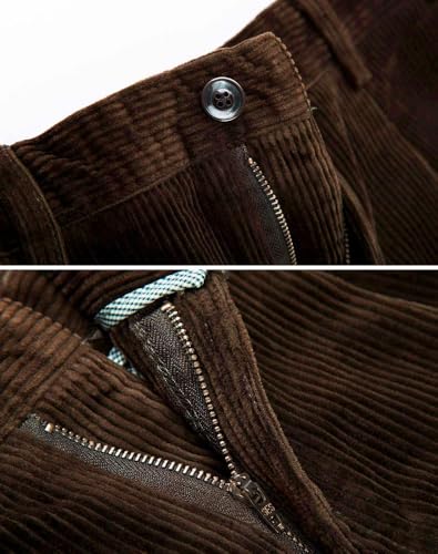 Kinghua Men's Pleated Front Corduroy Pants Casual Relaxed Fit Straight Leg Corduroy Pant3