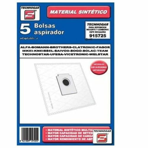 TECNHOGAR 915725 Bolsa aspirador, Plástico, Blanco