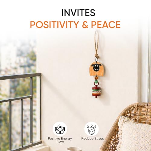 Image of Aakriti Art Creations Metal Bell Wind Chime | Modern Art Handmade Wooden & Metal Wind Chime | Matte Decorative Wind Chimes for Balcony, Garden & Home, Living Room & Gifting