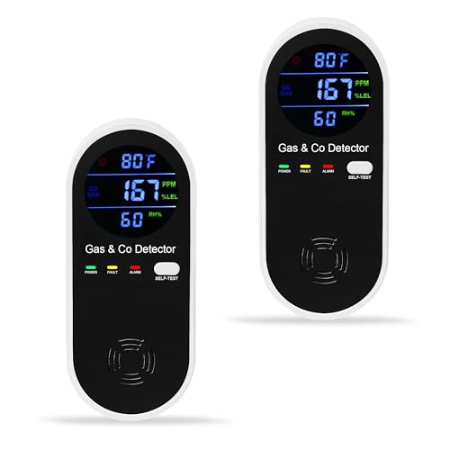 2 Packs Combination Gas & Carbon Monoxide Detector, 4-in-1 Natural Gas Detector & Carbon Monoxide Alarm with Temperature(°F) & Humidity,Propane & CO Detector for Home,RV,Apartment - Thumbnail 7