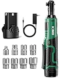 KIMO Cordless Electric Ratchet Wrench Set, 40Ft-lbs, 400RPM, 12V Cordless Ratchet Wrench 3/8' w/ 60-Min Charger, 7Sockets, 1/4' Adapter, Forward/Reverse Switch, 2.0Ah Battery, Variable Speed Trigger