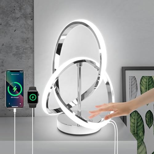 EIDISUNY LED Table Lamp, Touch Control, Silver
