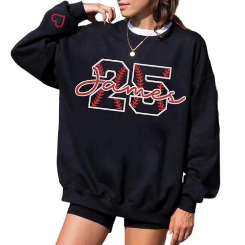 Personalized Embroidered Baseball Sweatshirt With Names On Sleeve, Baseball Mama Shirt, Baseball Player Gifts, Baseball Team 7