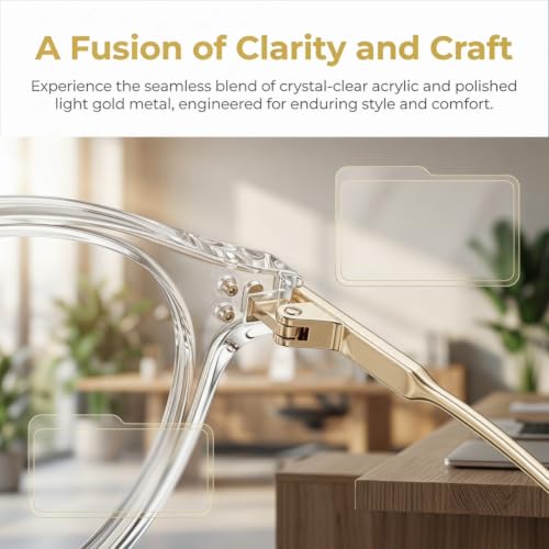 Image of Shiratori Retro Round Blue Light Blocking Glasses for Women Men, Lightweight Metal Temple Eyeglasses