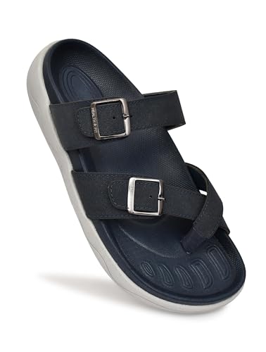 Image of HEALTH FIT Extra Soft Premium Classic Cushion Sliders /with Adjustable Buckle Strap & Light Weight Anti-SkidWaterproof Luxurious Slippers for Men's HF119