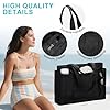 VASCHY Grand Sac de Plage Femme XXL, Pliable Cabas Femme Imperméable Léger Beach Tote Bag avec Fermeture Éclair Sac Shopping Voyage d'Été pour Famille Vacances Gym Piscine Pique-Nique, Noir #5