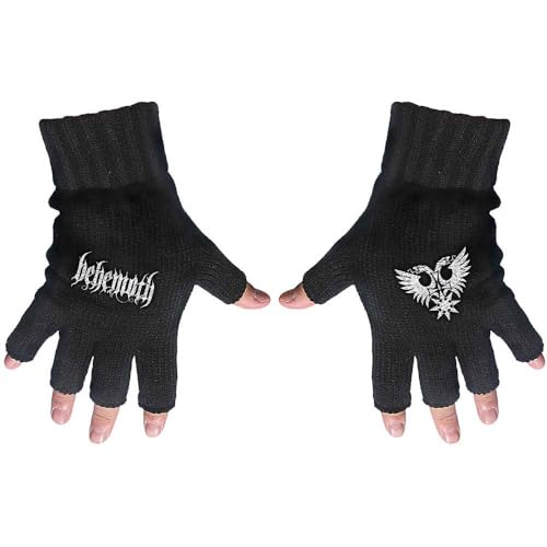 Guantes sin dedos Behemoth negros mitones elásticos talla única de invierno