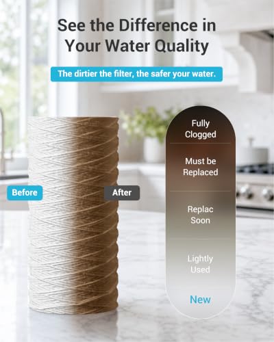 Image of AQUA CREST 10 x 4.5 Whole House String Wound Sediment Filter for Well Water