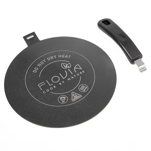 Placa Adaptadora para Inducción con Mango Desmontable, Difusor de Calor para Ollas No Inductivas, Compatible con Cocinas de Inducción, Gas y Eléctricas. Negro sin Decoloración (24cm)