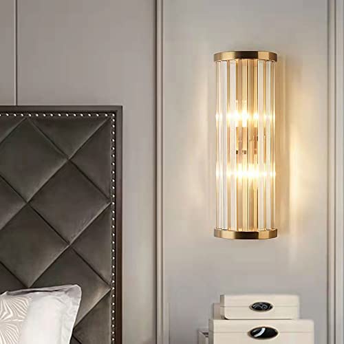 Aplique de pared de cristal dorado con diseño semiempotrado para dormitorio moderno 3