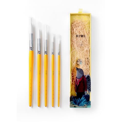 HIMI Juego de pinceles de pintura Gouache, 5 piezas para pintura de aceite acrílico, acuarela, cara y cuerpo, pintura de gouache, bonito regalo, niños y adultos (amarillo, pinceles de acuarela)