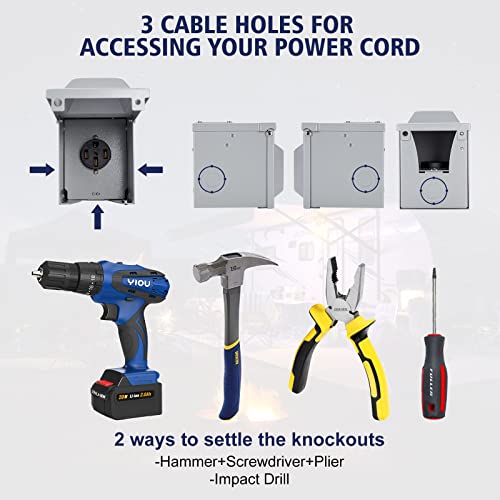 Paulinn 50 Amp Rv Power Outlet Box, Nema 14-50R 125V/250V Rv Outdoor Panel Enclosed & Lockable For Outdoor Receptacle, Weatherproof, Ul Listed, For Rv Camper Travel Trailer Electric Car Generator #TOP7